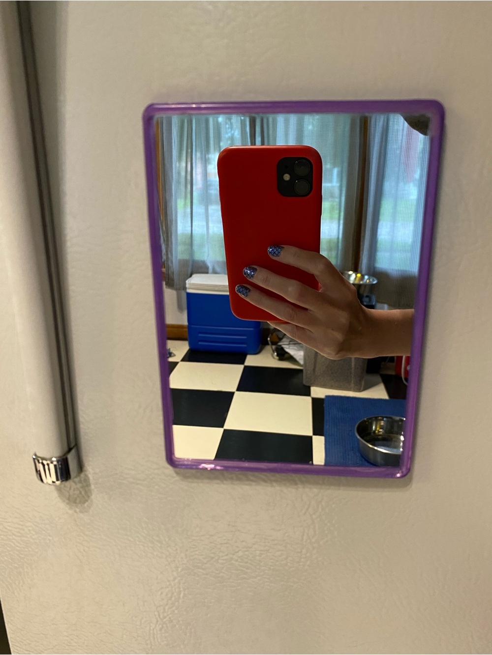 Magnetic mirror for locker, fridge, workspace